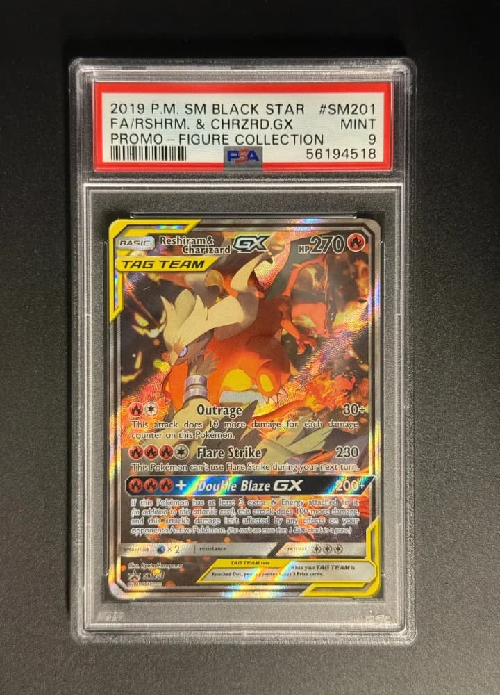 PSA9 Reshiram & Charizard GX SM201 EN